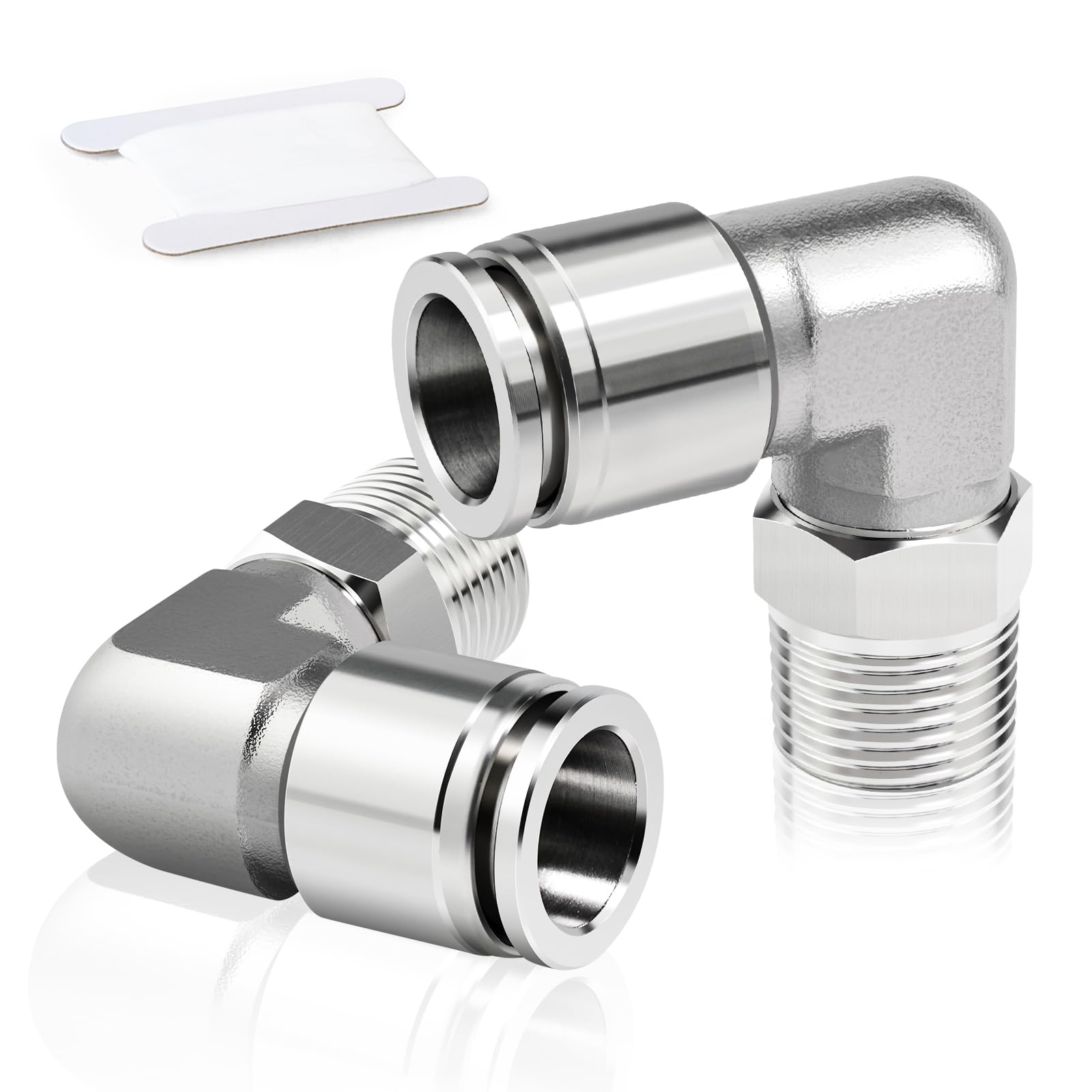 Raccord pneumatique 12mm tube coude 3/8 BSP acier inox 304 mâle