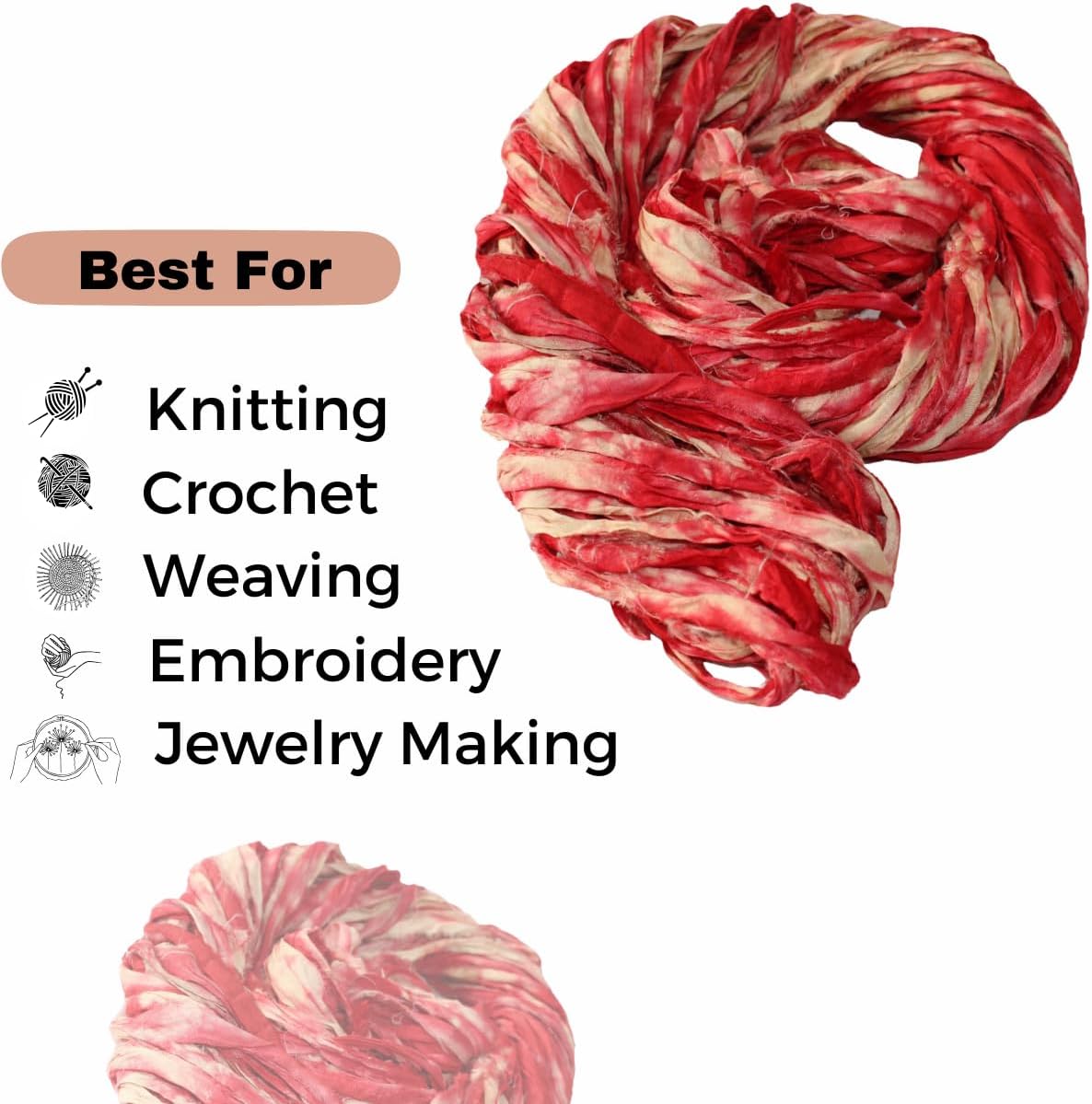 Knitsilk Recycled Shibori Sari Silk Ribbon Yarn-Plum|Best for Crochet, Knitting, and Embroidery,and Jewelry Making |Sustainable and Unique Texture Ribbon Yarn|50 GMS-30 Yards-Plum(Pack of 2)