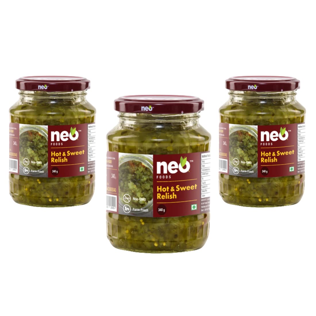Neo Hot & Sweet Relish 340g I P3 I 100% Vegan I Ready-to-Eat Fibre-Rich I Dip for Snacks, Mix in Salads I Use as Sandwich Spread, Chutney I Non-GMO Healthy Food (Pack of 3) (B09SB5BC3P) Amazon Price History, Amazon Price Tracker