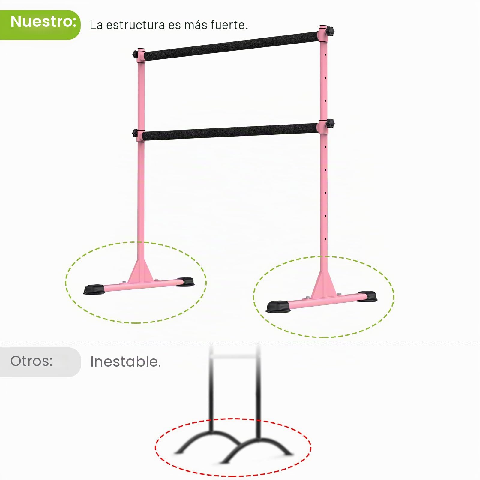 Dolibest Barra Ballet, Barra de Baile Portátil 10 Altura Ajustable Barra Baile Estiramiento Gran Resistencia