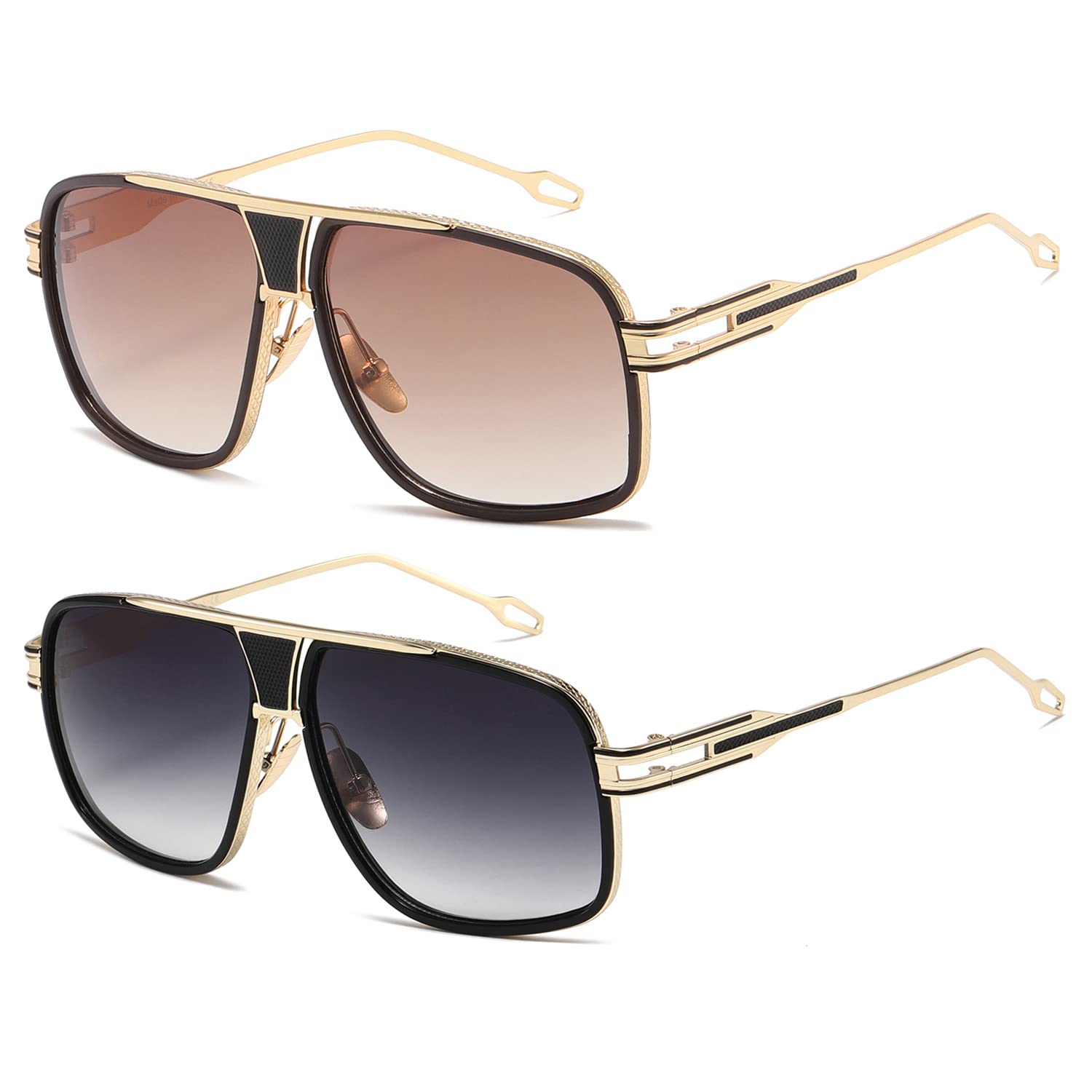 AEVOGUE Sunglasses For Men Goggle Alloy Big Frame Metal Punk Style Shield AE0336