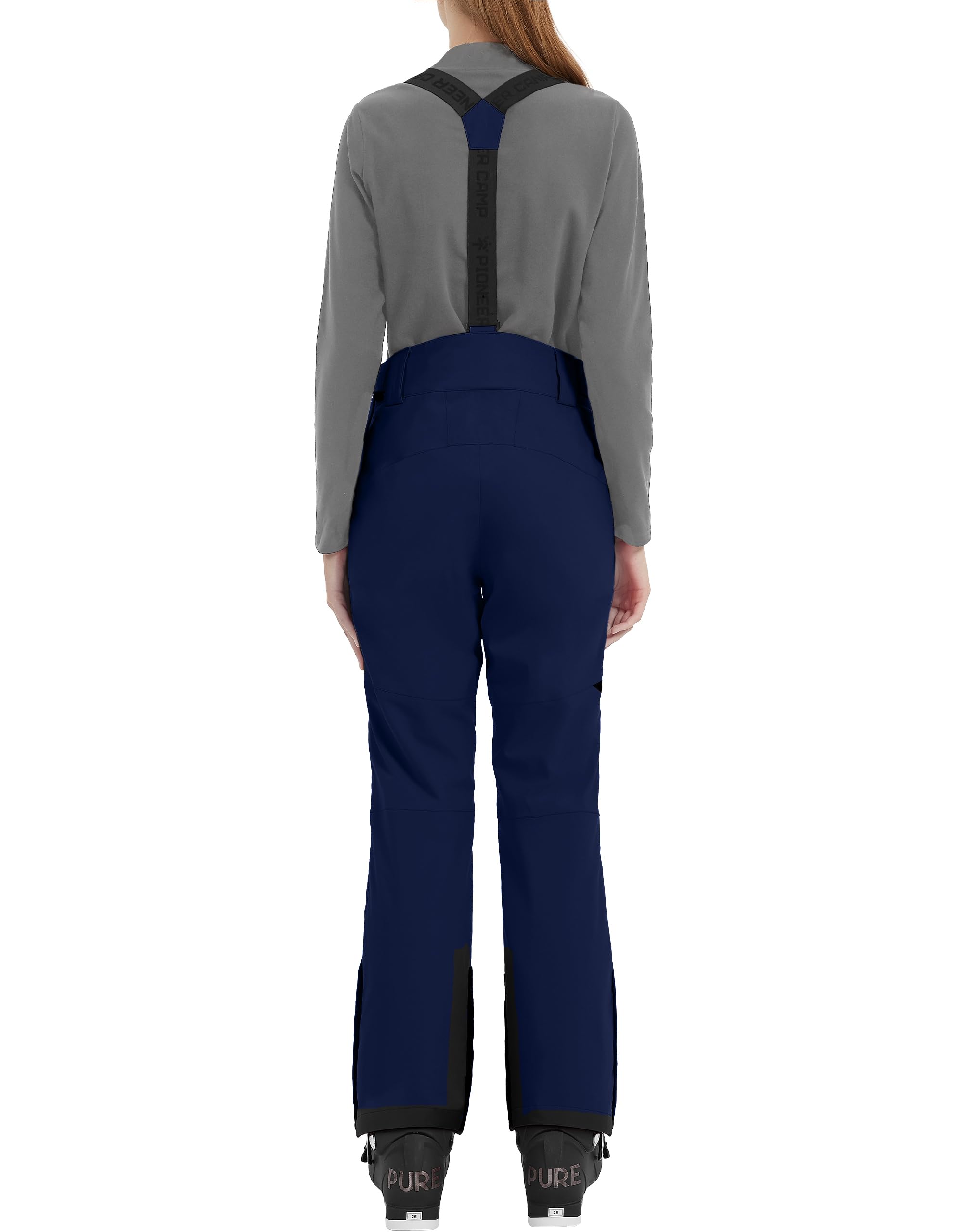 Pioneer Camp Pantaloni da Sci da Donna Cuciture Nastrate Impermeabili Ghette da Neve Integrate Ginocchio Articolato Bretelle Staccabili Regolabili Pantaloni Softshell Invernali da Esterno