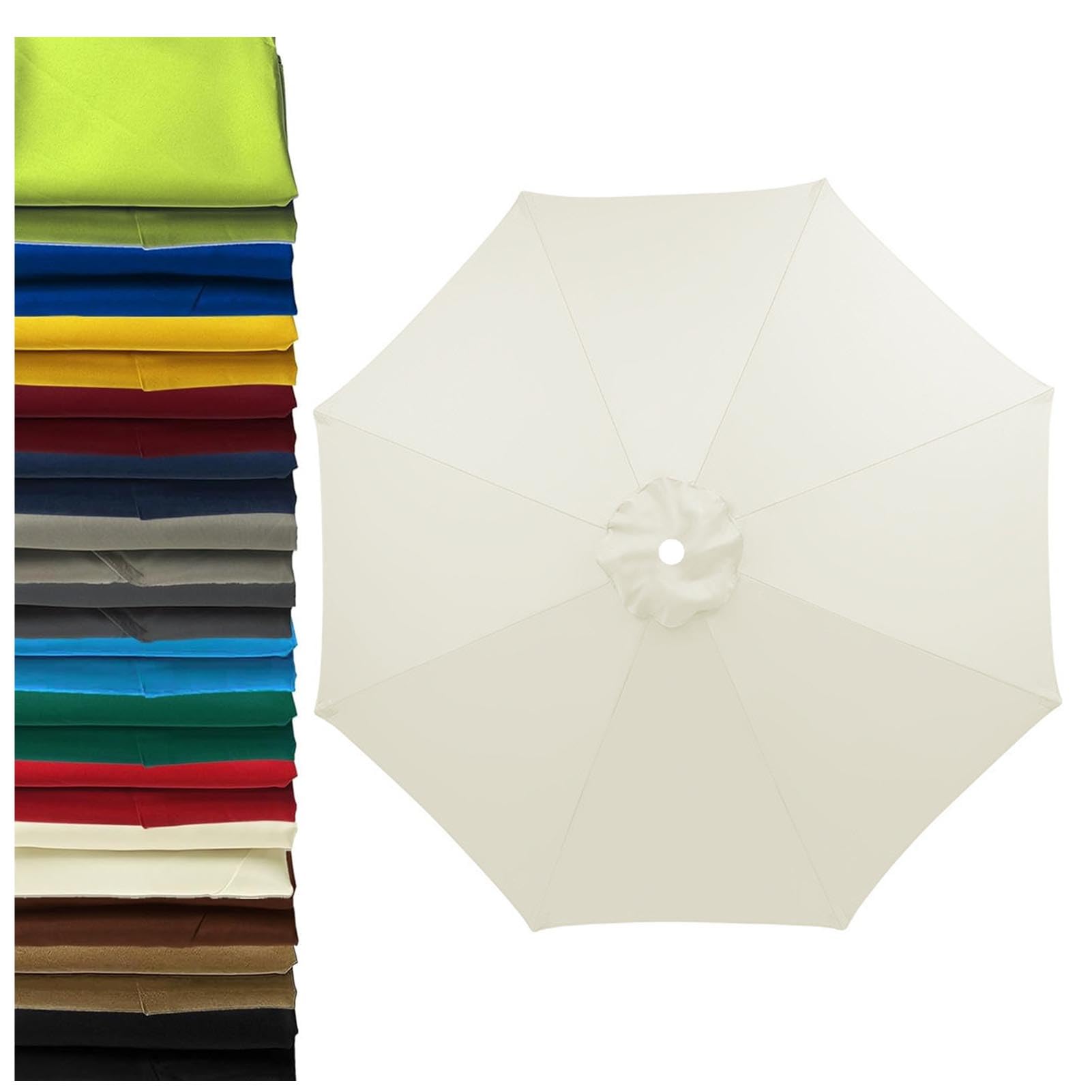 2m-3.5m Replacement Parasol Canopy 6 Ribs/8 Ribs Parasol Replacement Canopy, UPF 50+ Garden Parasol Replacement Canopy, Garden Umbrella Replacement Cover (Off white,6ribs:2m/6.5ft)