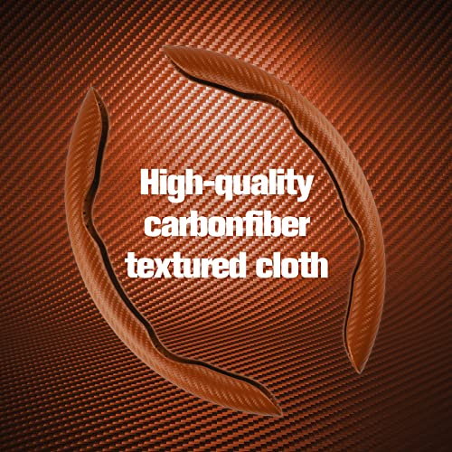 Image of Amiss 2pcs Carbon Fiber Anti-Skid Steering Wheel Cover, Waterproof & Segmented Butterfly Design, Universal 99% Vehicle Wheel Cover Protector, Car Interior Accessories (Orange)