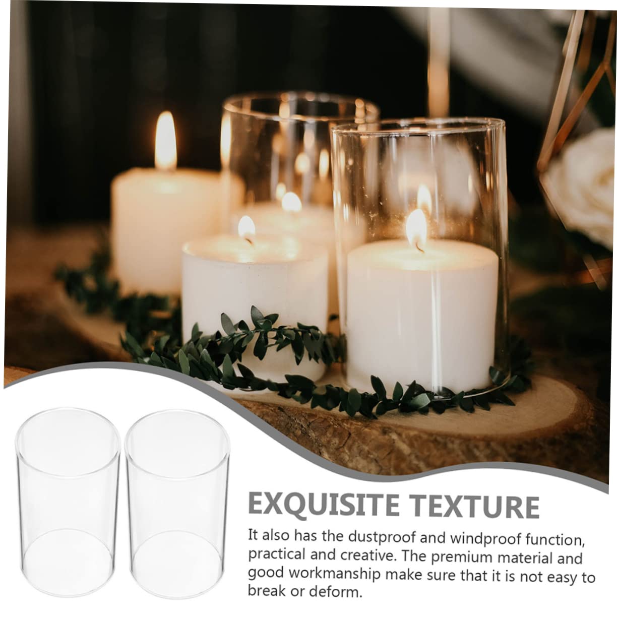 Cabilock 2pcs Candle Shade Decorative Candle Cover Desktop Glass Cloche Glass Hurricane Decorative Candle Holder Household Candle Holder Transparent Glass Dome Decorative Glass Cloche