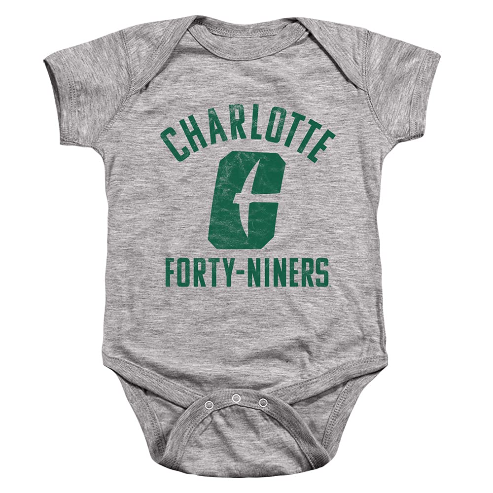 University of North Carolina at Charlotte Official Forty-Niners Logo Unisex Infant Snap Suit for Baby,Athletic Heather, 6 Months