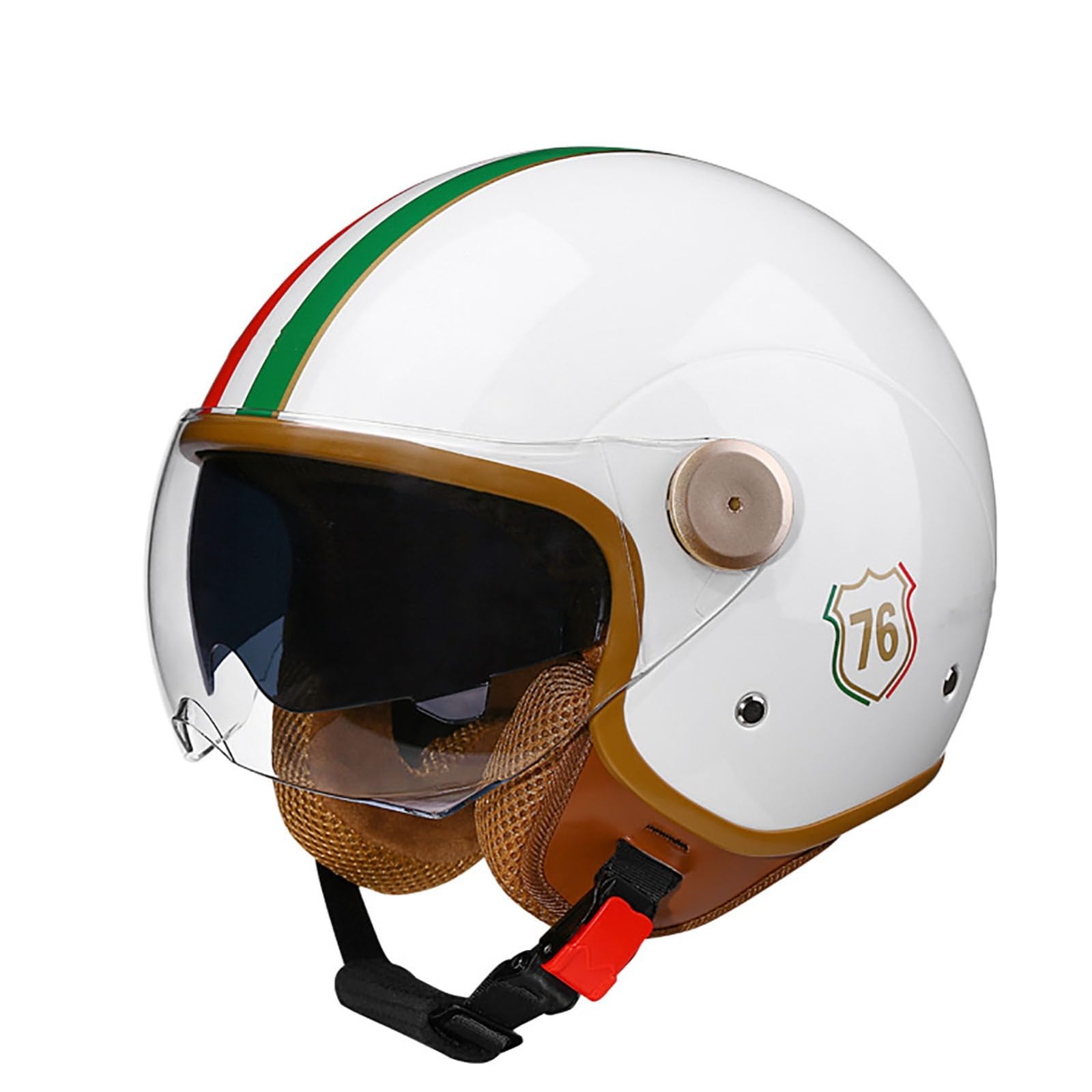 Casco de Motocicleta de Media Cara, Casco de Motocicleta con Visera, Gafas de Doble Capa, Forro cómodo, Orejeras, Casco con certificación ECE/Dot, Casco de Motocicleta Scooter