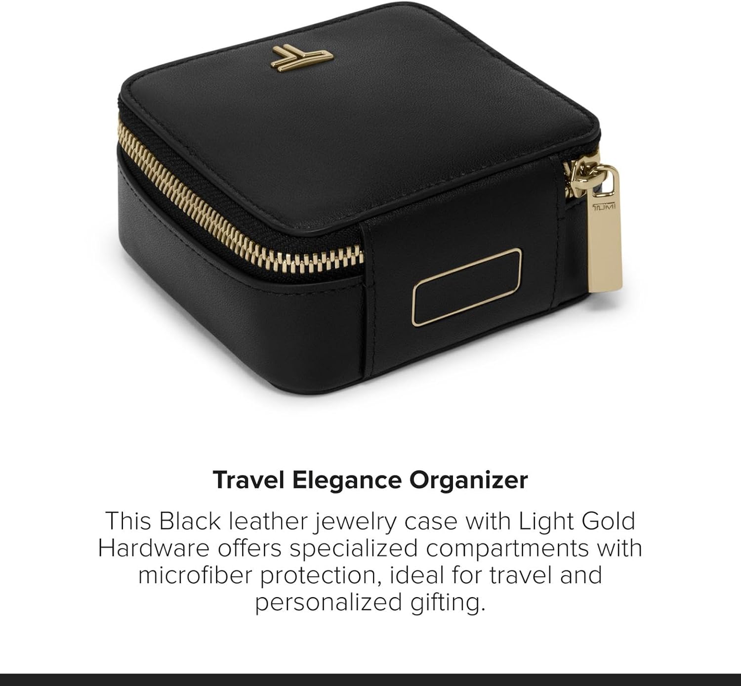 TUMI - Belden Jewelry Case - Women's Premium Leather Travel Accessories Organizer - For Earrings, Rings, Bracelets - Black with Light Gold Hardware