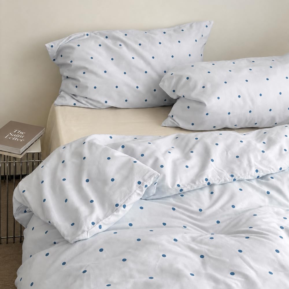 Michorinee Double Duvet Cover Set Blue Polka Dot Pattern Girls Bedding Set — image 1
