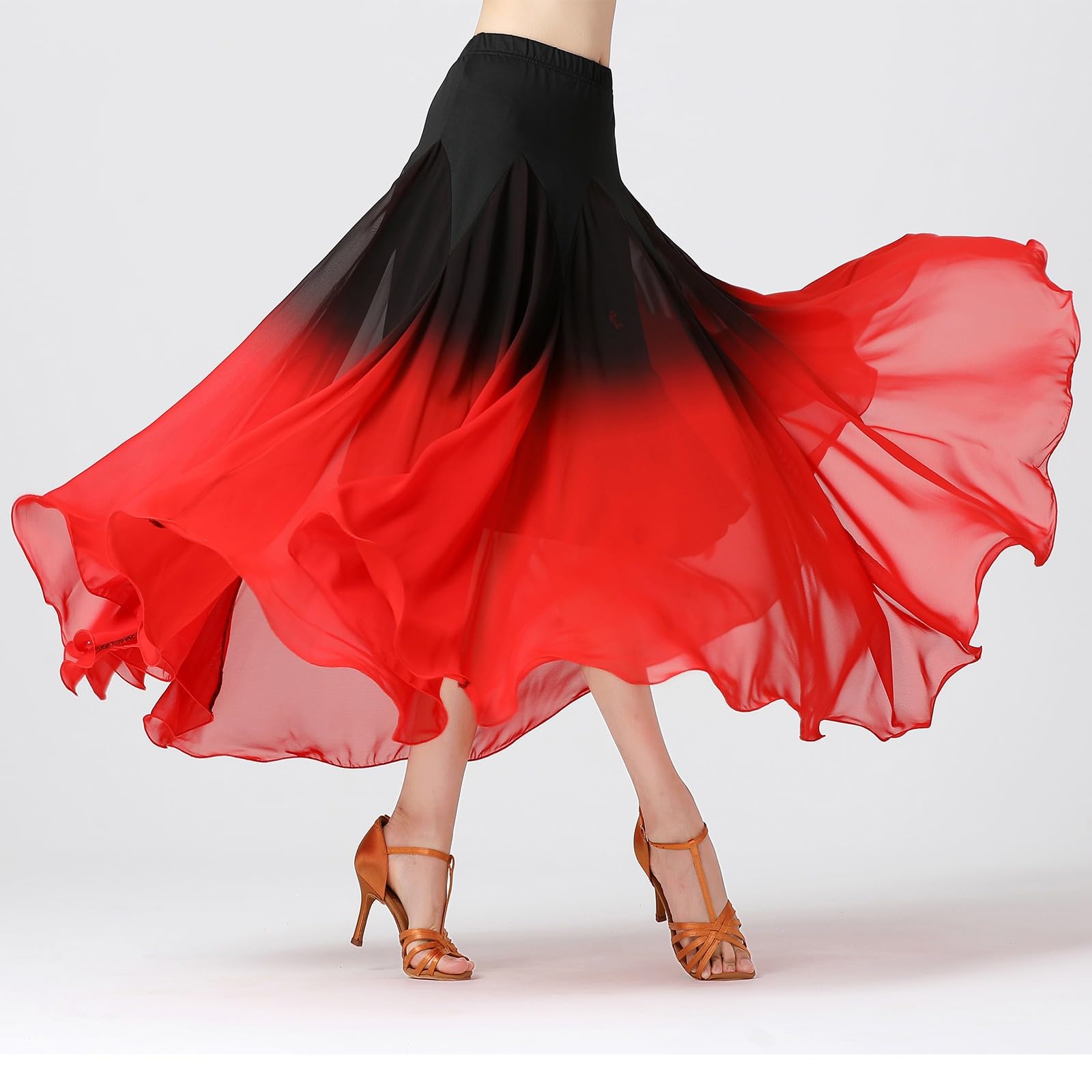 Tanz-Performance-Kleid, halber Rock, Farbverlauf, Tanzkleid, modernes Tanzkleid, Langer Tanzrock
