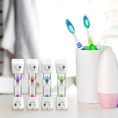 Miniatura 3 de Temporizador de cepillo de dientes de 4 piezas para niños, temporizador de arena de 3 minutos, patrón de sonrisa, cepillado de dientes, temporizador