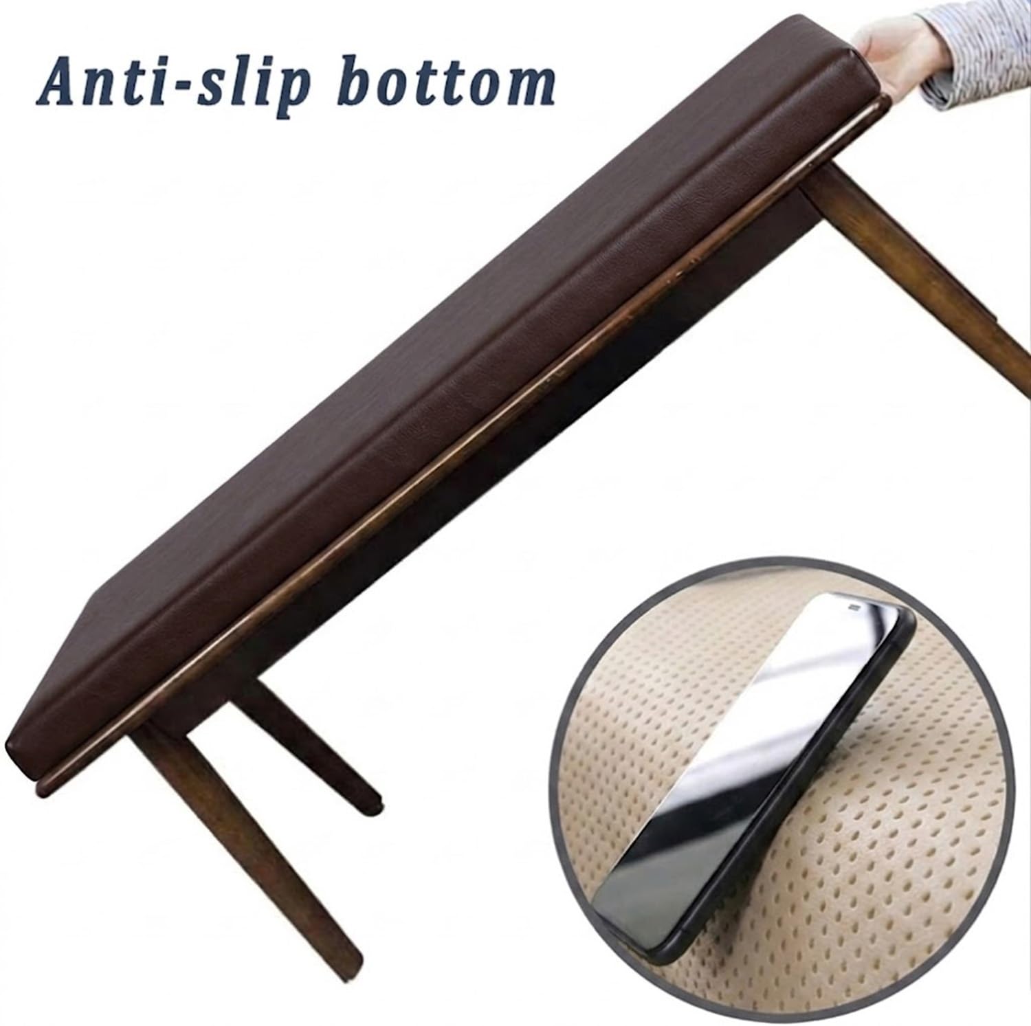 Coussin De Banc Imperméable en Cuir PU 5cm D'épaisseur Coussin D'assise Antidérapant avec Attaches pour Jardin Extérieur Intérieur Entrée Banquette(Orange,70x30cm)