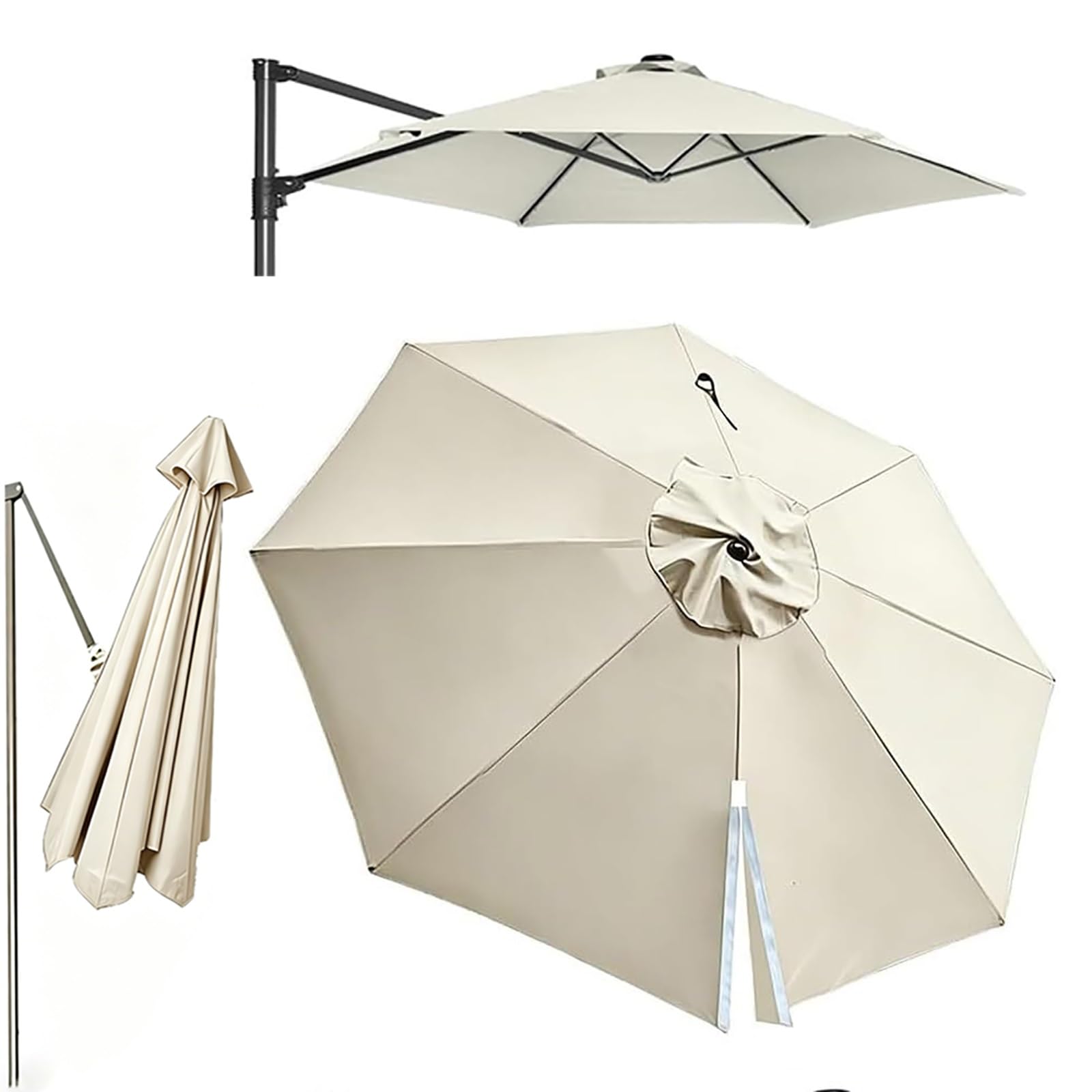 Toile de Rechange pour Parasol Déporté 300/335/350cm 8 Baleines Rond