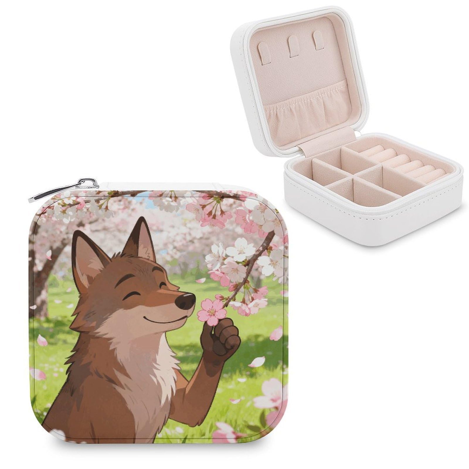 VstaDank A Gentle Sniff in The Cherry Breeze Jewelry Box Beautiful Portable Ring Boxes Cute Large-Capacity Jewelry Case Jewelry Organizer for Mothers Gifts for Earrings Rings Hand Bracelet