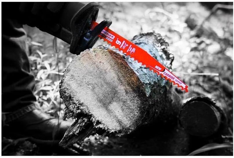 Diablo Demo Demon Carbide Teeth Reciprocating Saw Blade for Pruning and Clean Wood - 9" Length, Carbide Tooth Design, 3 TPI - DS0903CP