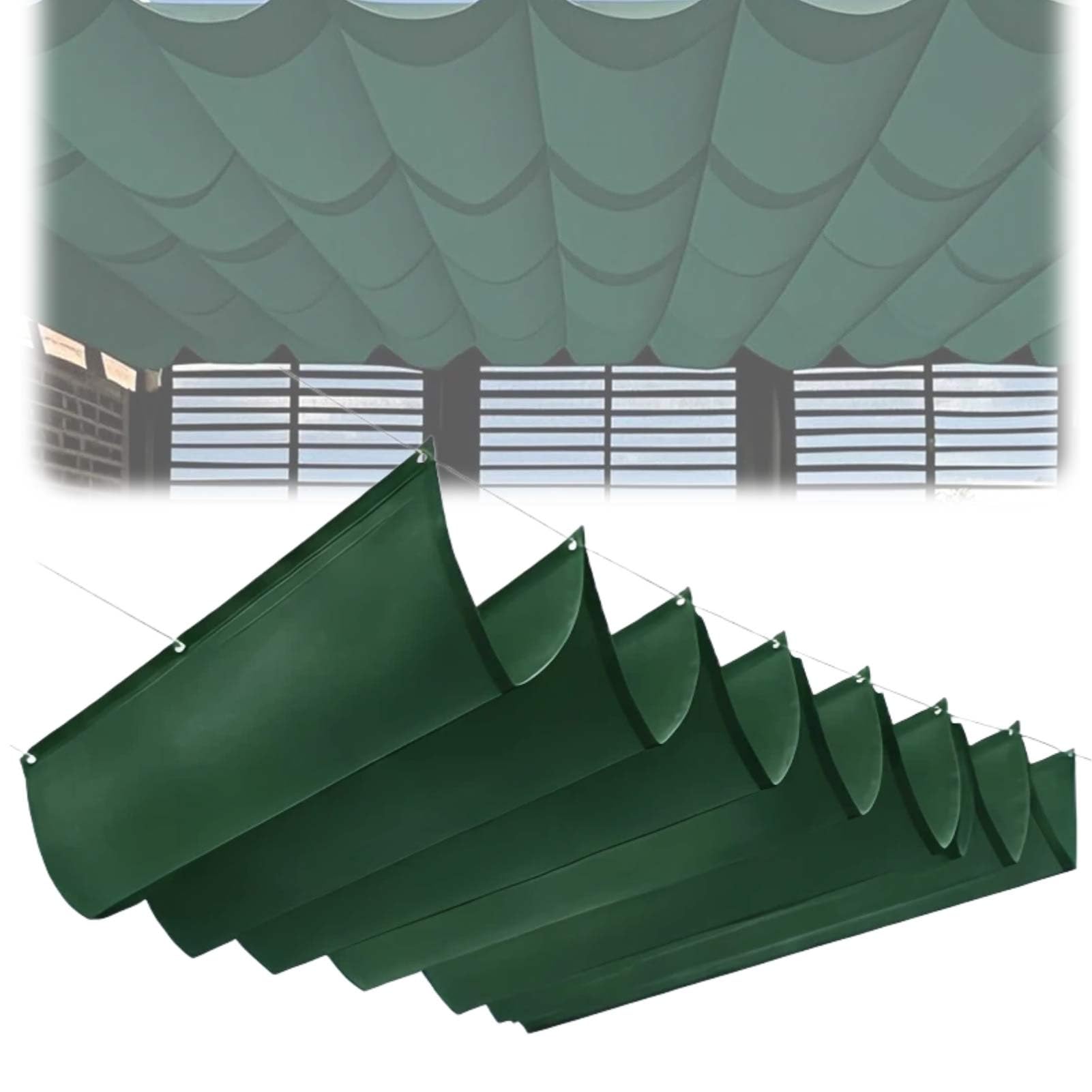 Voile d'ombrage rétractable vert 1,5x12 m en polyester imperméable