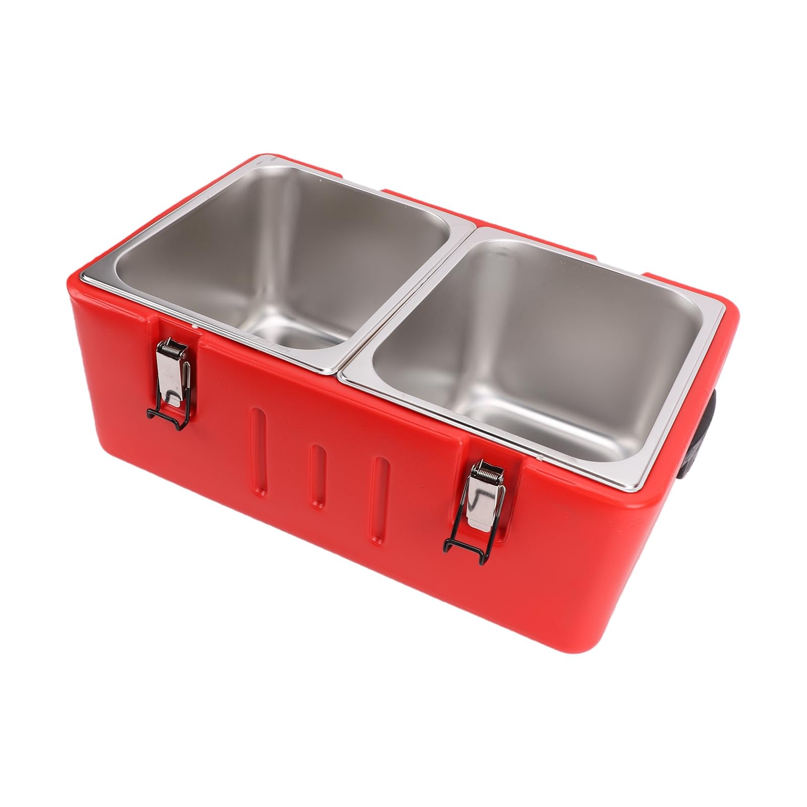 Portador de Bandejas de Alimentos Aislado con 2 Bandejas de Acero Inoxidable, Contenedor de Alimentos Aislado Comercial, Servidor de Buffet de Comida Caliente Fría Aislada