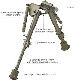 Feyachi B13 M Lock Bipod 6-9 Inch Lightweight Bipod Directly Attach to M Lock System for Hunting (Khaki)