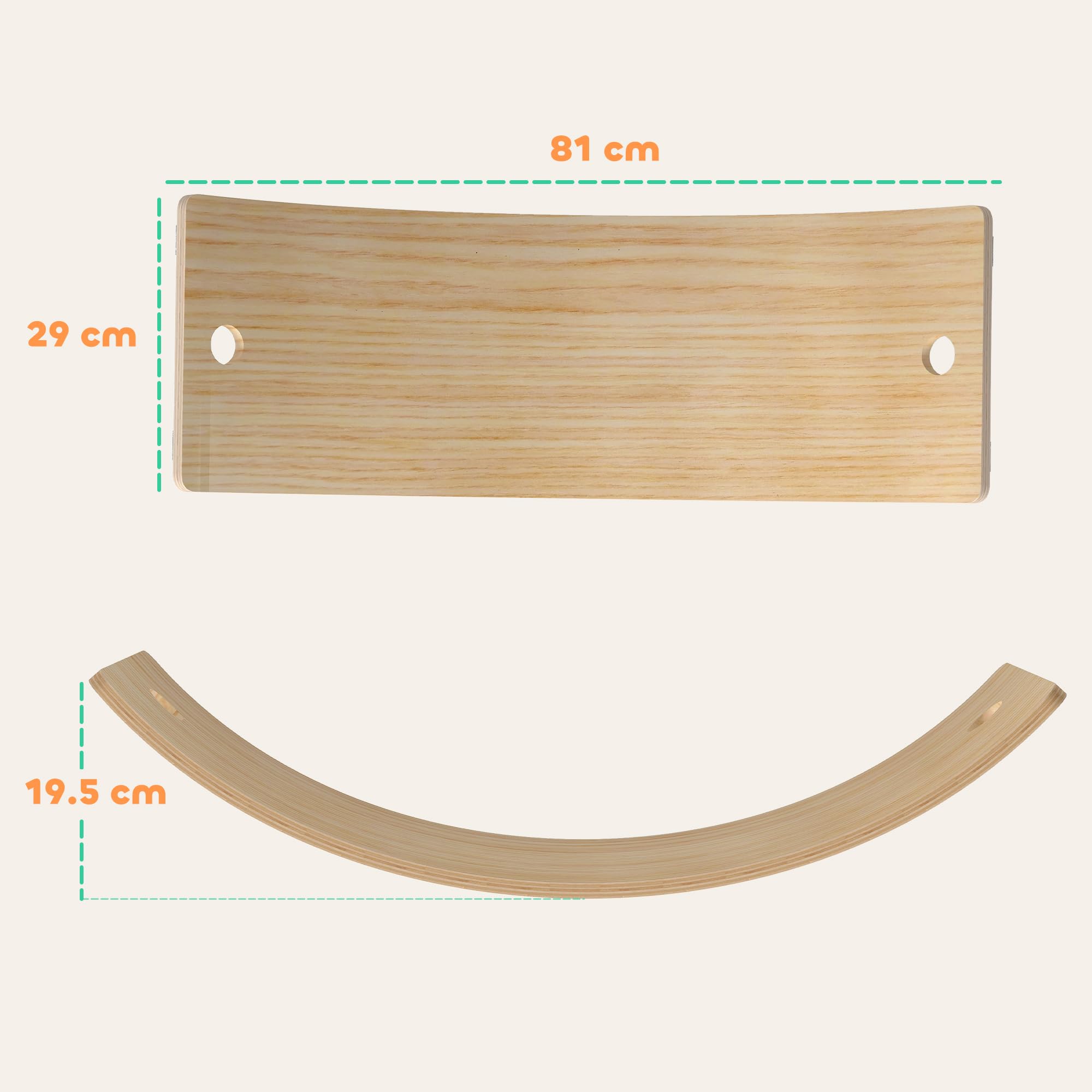 AIYAPLAY Kinder hölzerne Balance Board mit Seil, hölzerne Wobble Board mit Filz, Curvy Schaukel Wippe Outdoor Indoor-Spielzeug für sensorische Spiel, sensorische Spielgeräte für Kleinkinder 3-6 Jahre