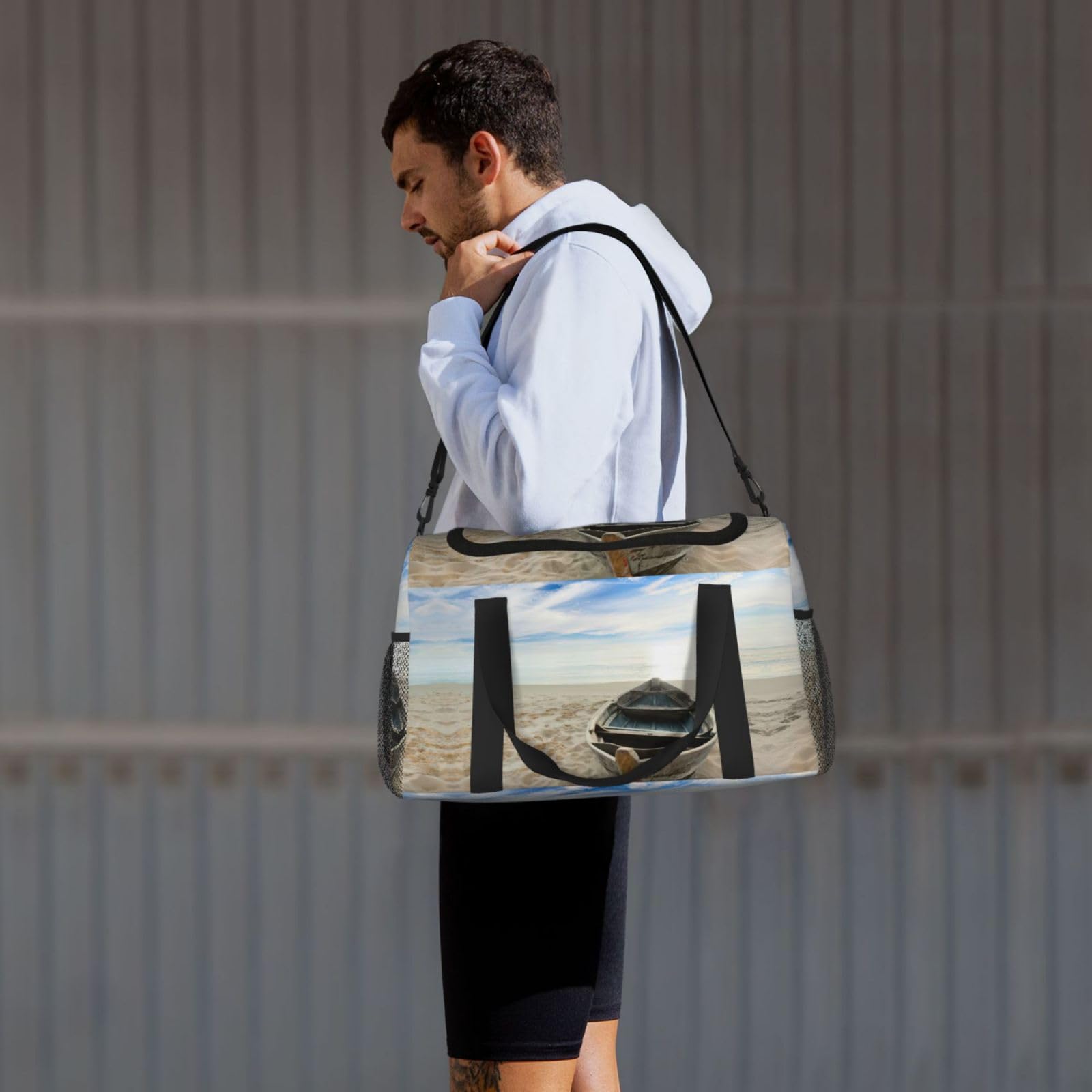Łódź na plaży torba na ramię kobiety mężczyźni podróżna torba crossbody torebka torba na ramię torebki robocze codzienna torba hobo