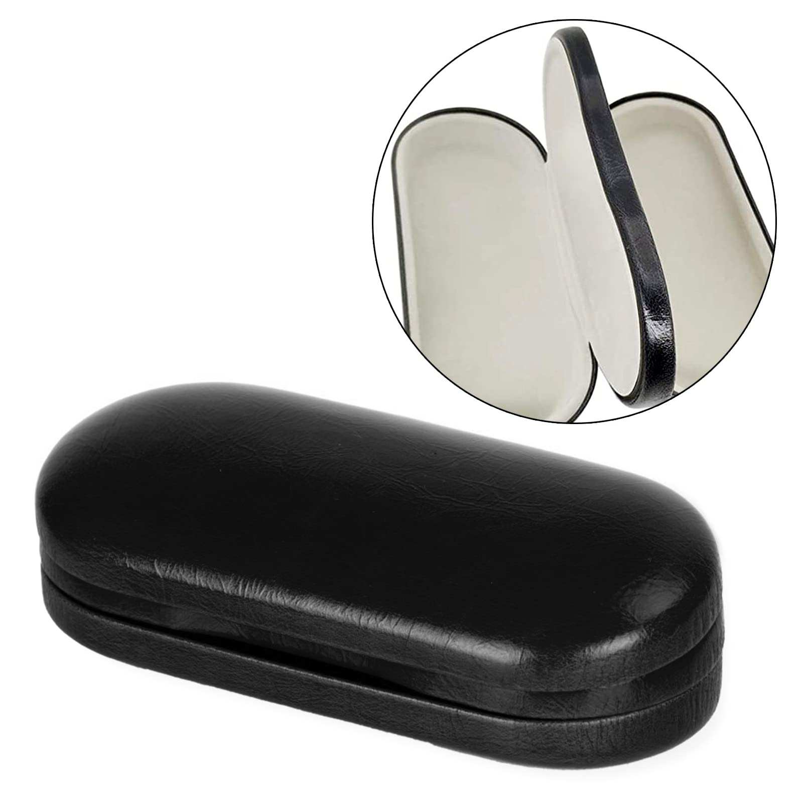 Custodia rigida per occhiali a doppio strato, per 2 paia di occhiali, portatile, può contenere 2 paia di occhiali, 2 in 1 a doppio strato, nero