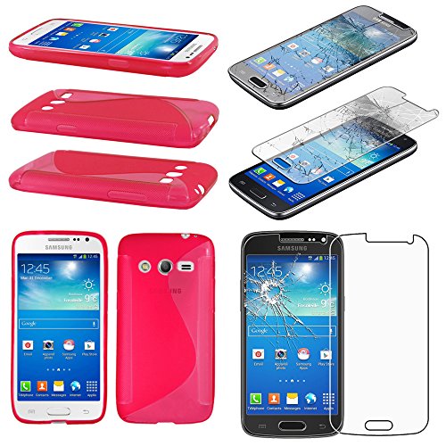 ebestStar - Coque Compatible avec Samsung Galaxy Core 4G SM-G386F Etui Housse Silicone Gel TPU Souple Motif S-Line, Rose + Film Protection écran Verre Trempé...