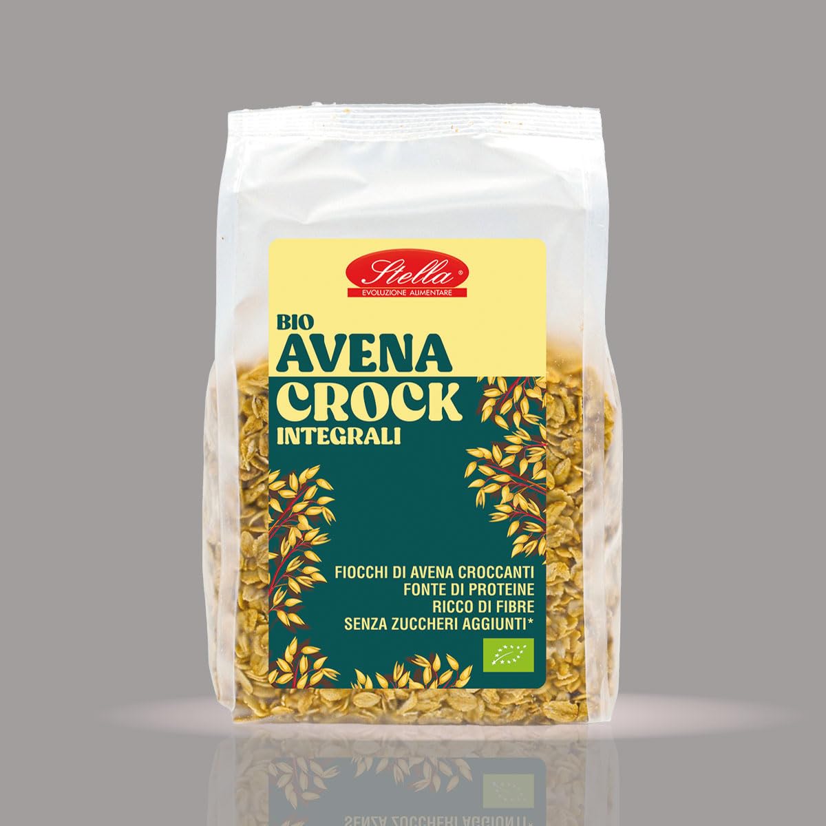 Avena Crock Integrali Stella - Fiocchi di Avena Croccanti Bio | Family Pack 6 x 300g | Senza Zuccheri Aggiunti | Fonte di Proteine | Ricco di Fibre