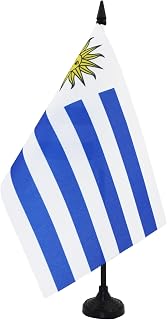 AZ FLAG Uruguay Table Flag 5'' x 8'' - Uruguayan Desk Flag 21 x 14 cm - Black plastic stick and base