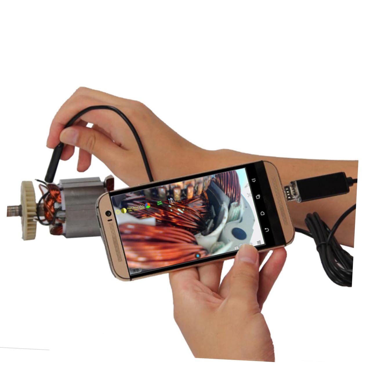 MUCKLILY 2m 5.5mm Ip67 Waterproof Phone Camera Snake for/Inspection Camera Led Light