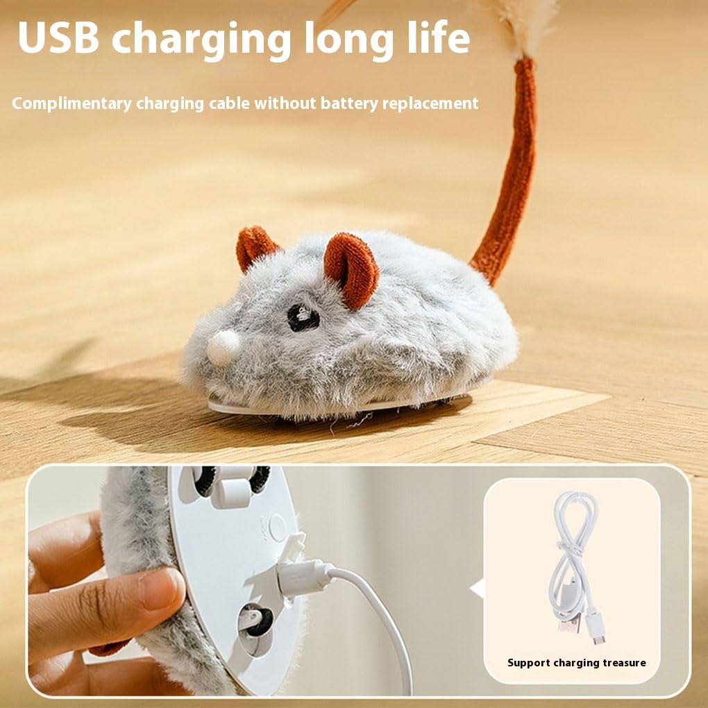 Juego de 10 ratones eléctricos interactivos para gatos, fáciles y duraderos, resistentes y duraderos, juguetes automáticos para gatos, juguetes eléctricos para gatos como se muestra