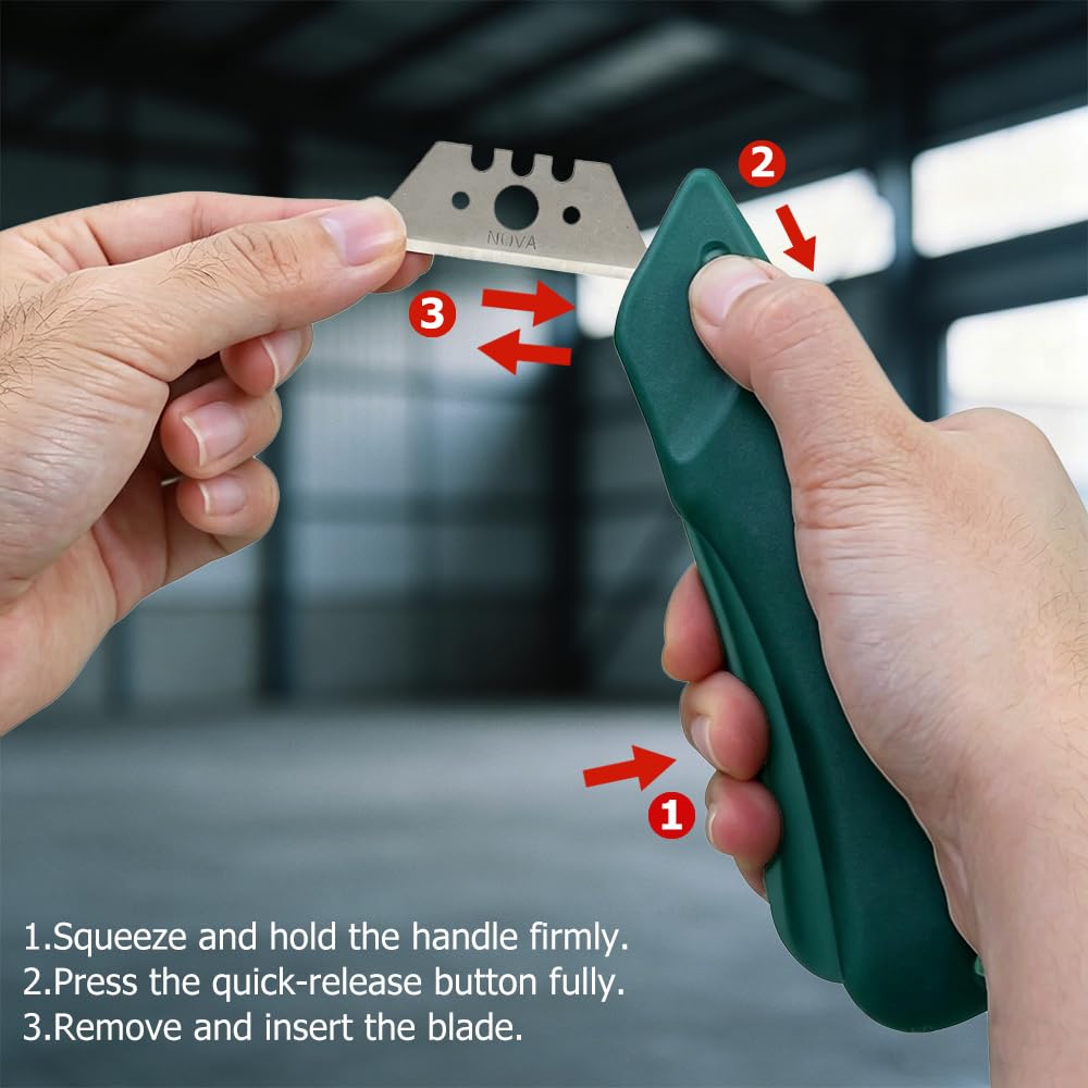 Nova Self retracting Squeeze Trigger Knife, Heavy Duty Box cutter, Utility Knife, Ambidextrous Design, Replaceable and Durable Blade, Ideal for cutting Boxes