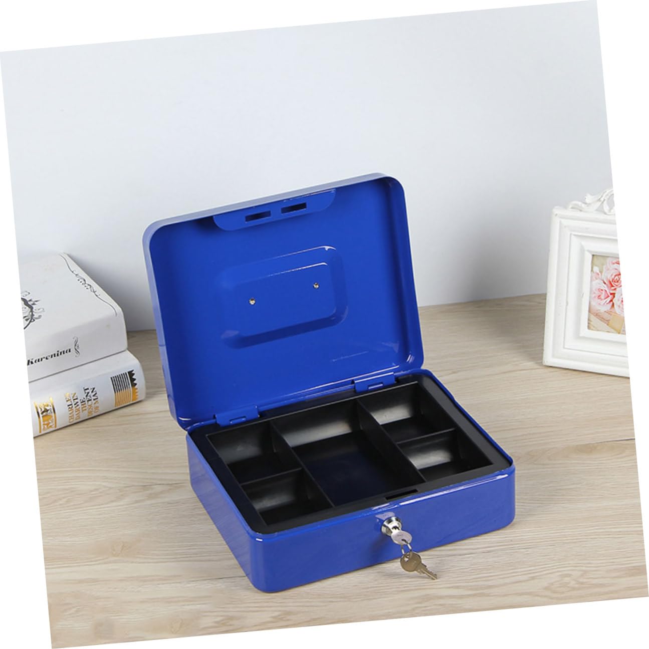 Boîte à Monnaie en Métal avec Serrure à Clé, Portable Double Couche
