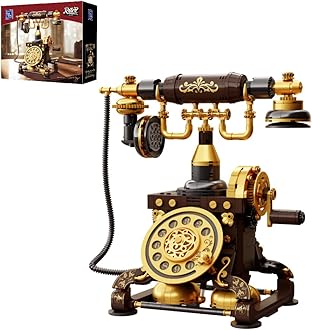 Retro Phone Building Blocks Set for Adults, Vintage DIY Telephone Model Kit with Realistic Design, Creative Home Decor Gift, Ideal Gifts for Collectors & Hobbyists