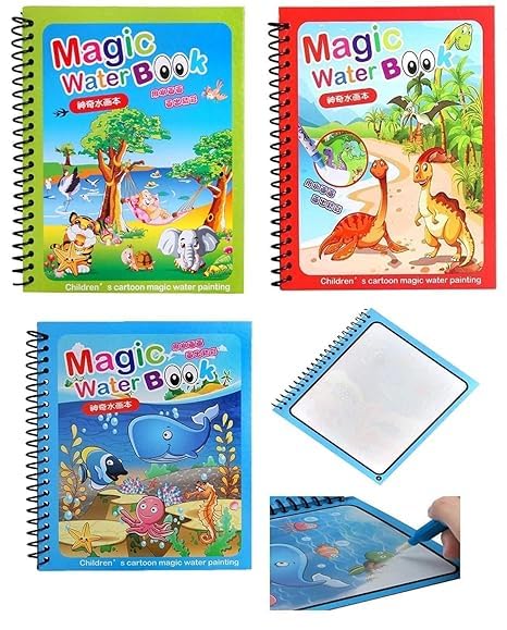 BHAI KA Store Magic Water Quick Dry Book Water Coloring Book Doodle with Magic Pen Painting Board for Children Education Drawing Pad Magic Water Book Reusable Drawing Book