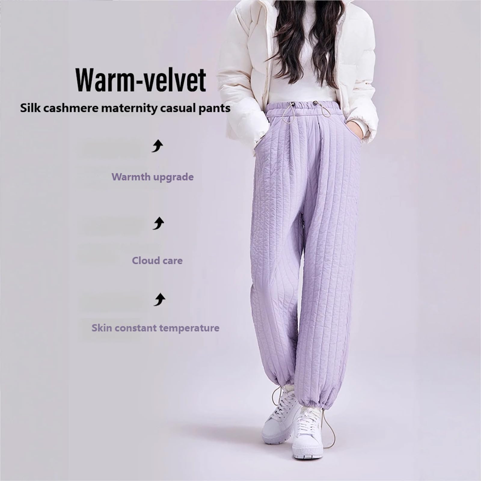 Pantalon de grossesse en nylon respirant avec haute élasticité et isolation pour les activités par temps froid et mode de maternité confortable