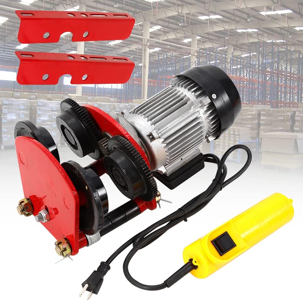 Electric Hoist Lift 2000LBS Overhead Electric Motor Hoist Trolley Garage Winch Crane w/I-Beam Links, Remote Control, 1400r/m
