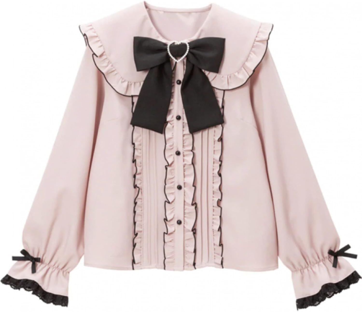 Pokn Jirai Kei Lolita Fashion Cutecore Clothes Kawaii Clothing Blouse Goth Shirt Women Lace Mesh Sheer Long Sleeve Blouse