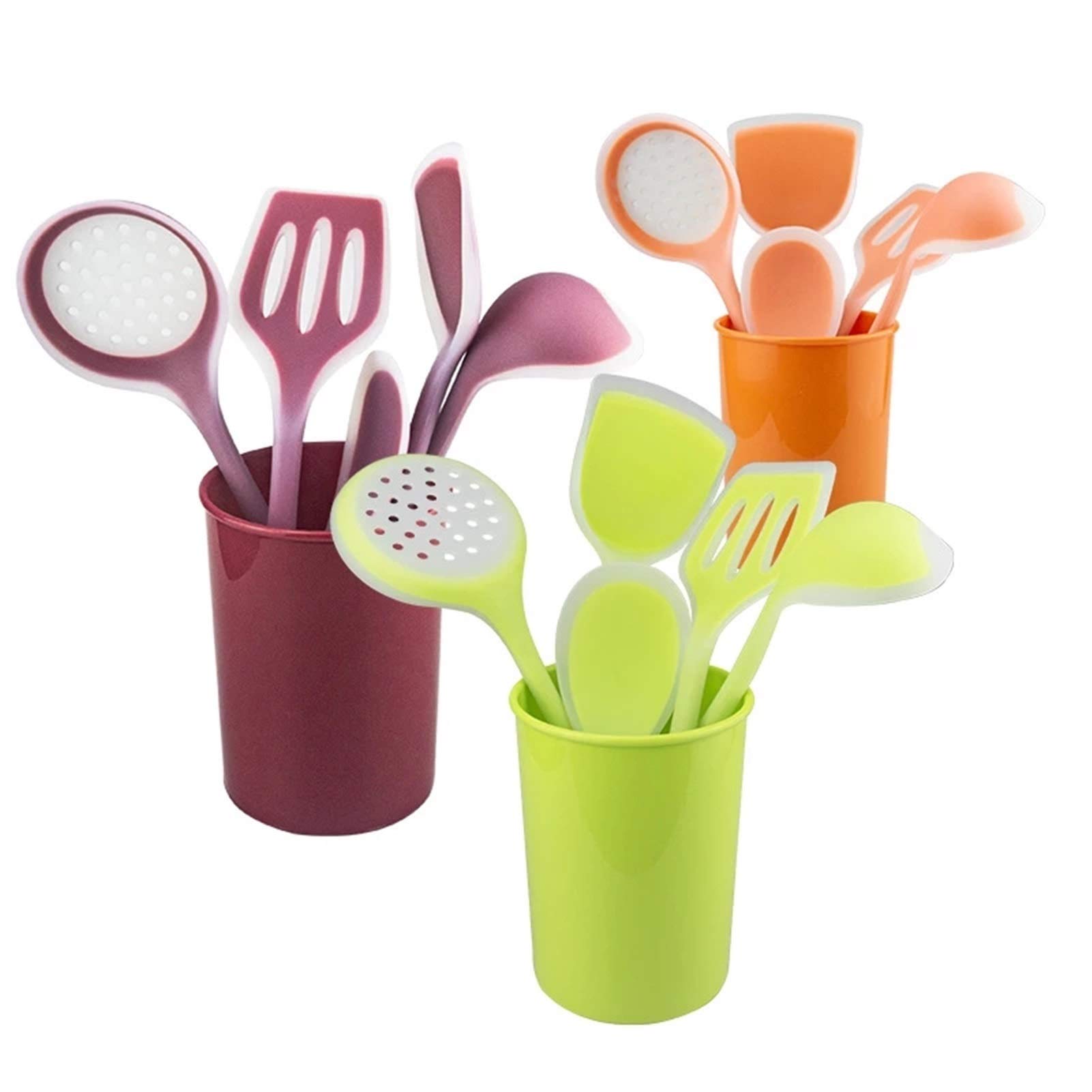 YYDS Koch Utensilien Küche Kochen Utensilien Set mit Halter - Kieselgel Küche Ware 6 Stück Haushaltsküche Utensilien Set Kochzubehör (Color : Orange)