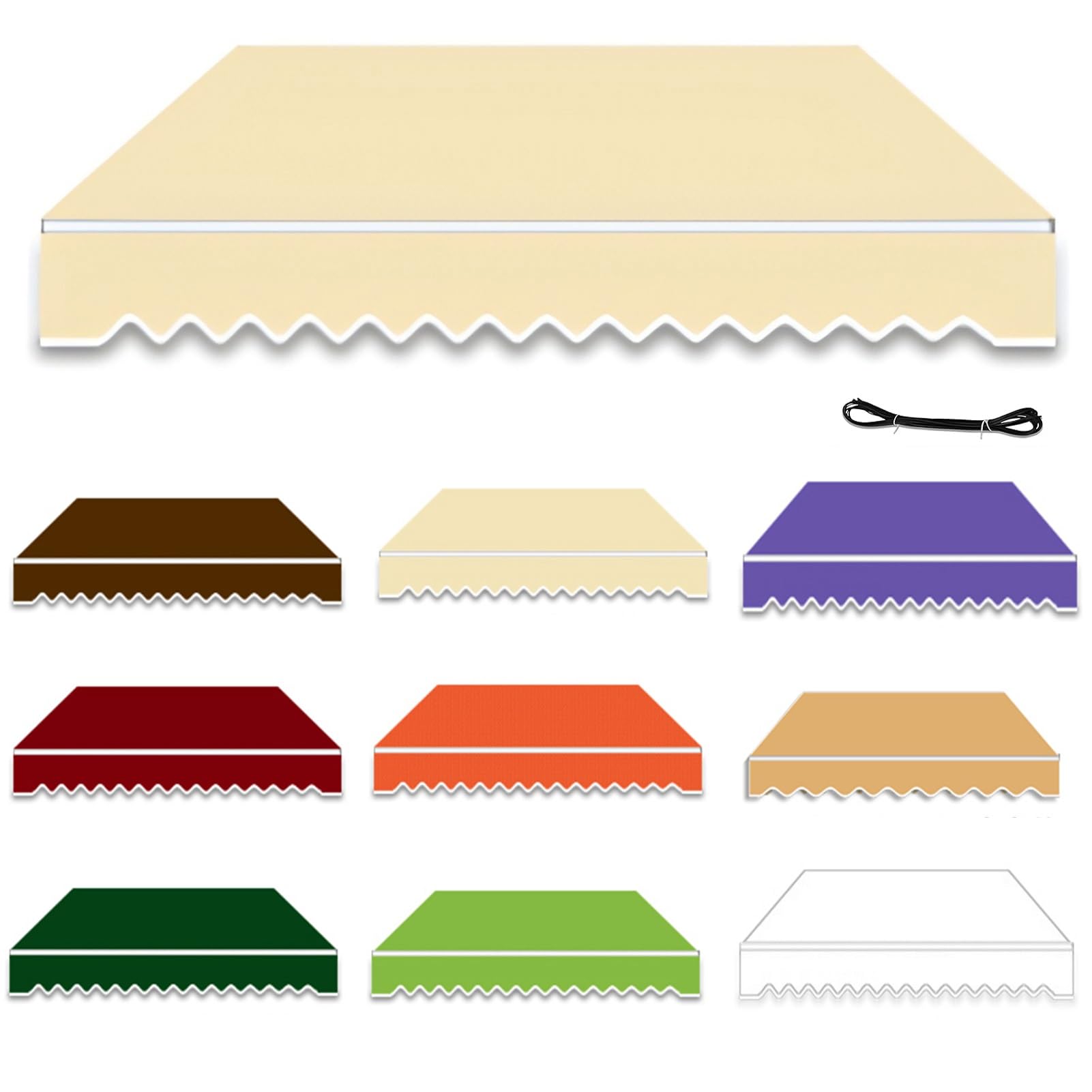 Toile de remplacement pour auvent décoloré ou usé, tissu orange étanche 550x300