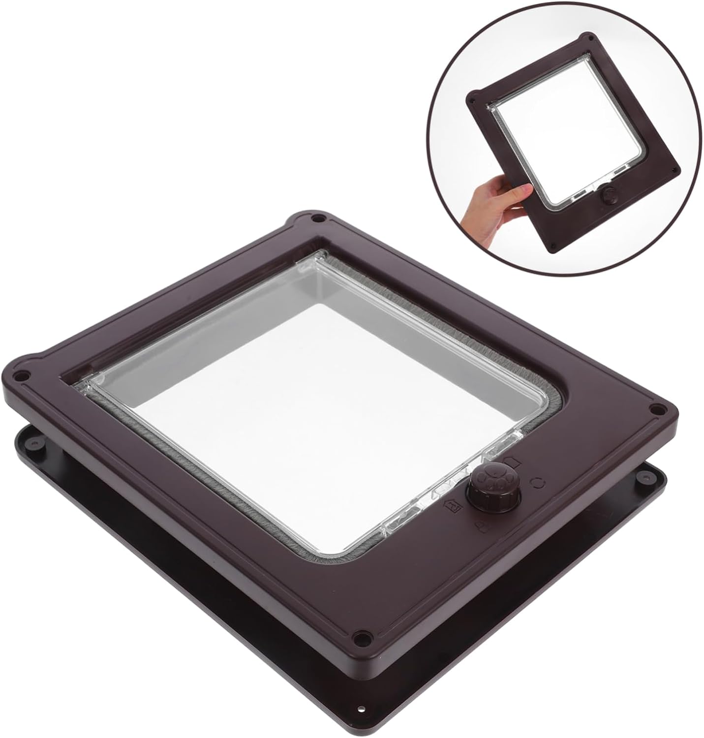 POPETPOP Weatherproof Cat Door for Small Pets Dogs Lockable Flap Indoor Outdoor Abs Material Automatic Lock Collar Activated Small Dog Friendly