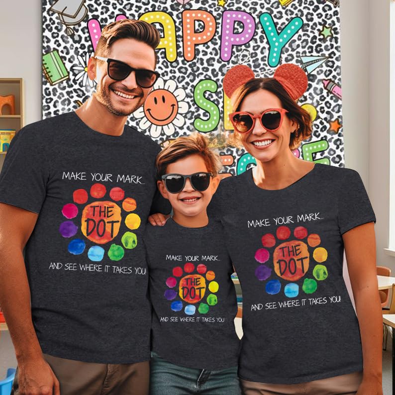BANGELY International Dot Day Shirt Family Outfits Funny Make Your Mark Boy Girl Shirts Colorful Dot Day Short Sleeve Tops3