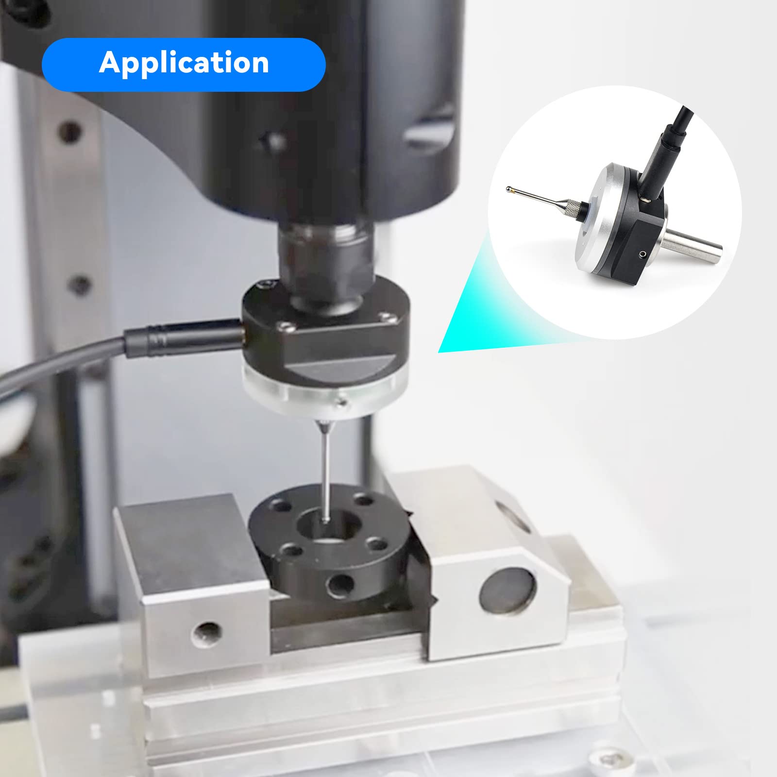 RATTMMOTOR Kantentaster,3D-Taster Kantensucher,CNC Messtaster Werkzeuglängensensor,DC 5–24 V,6mm Schaft,mit 2M-Kabel, kompatibel mit CNC Mach3 und GRBL (V5-Serie)