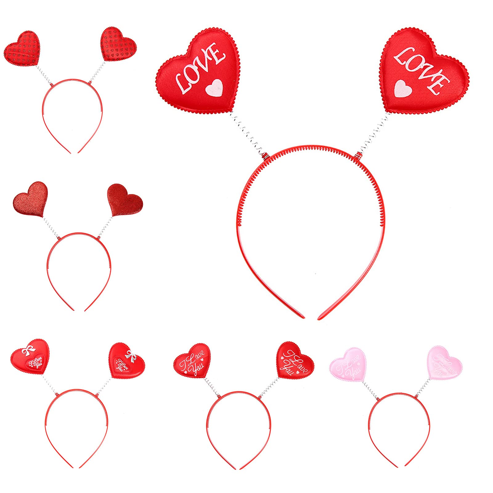 Cerchietto Cuore Rosso Cerchietto con Paillettes di Cuore Fascia Capelli Paillettes Cerchietti Capelli Bambina Fascia di Cuore Glitter Cerchietto per Capelli a Forma di Cuore per San Valentino 2pcs
