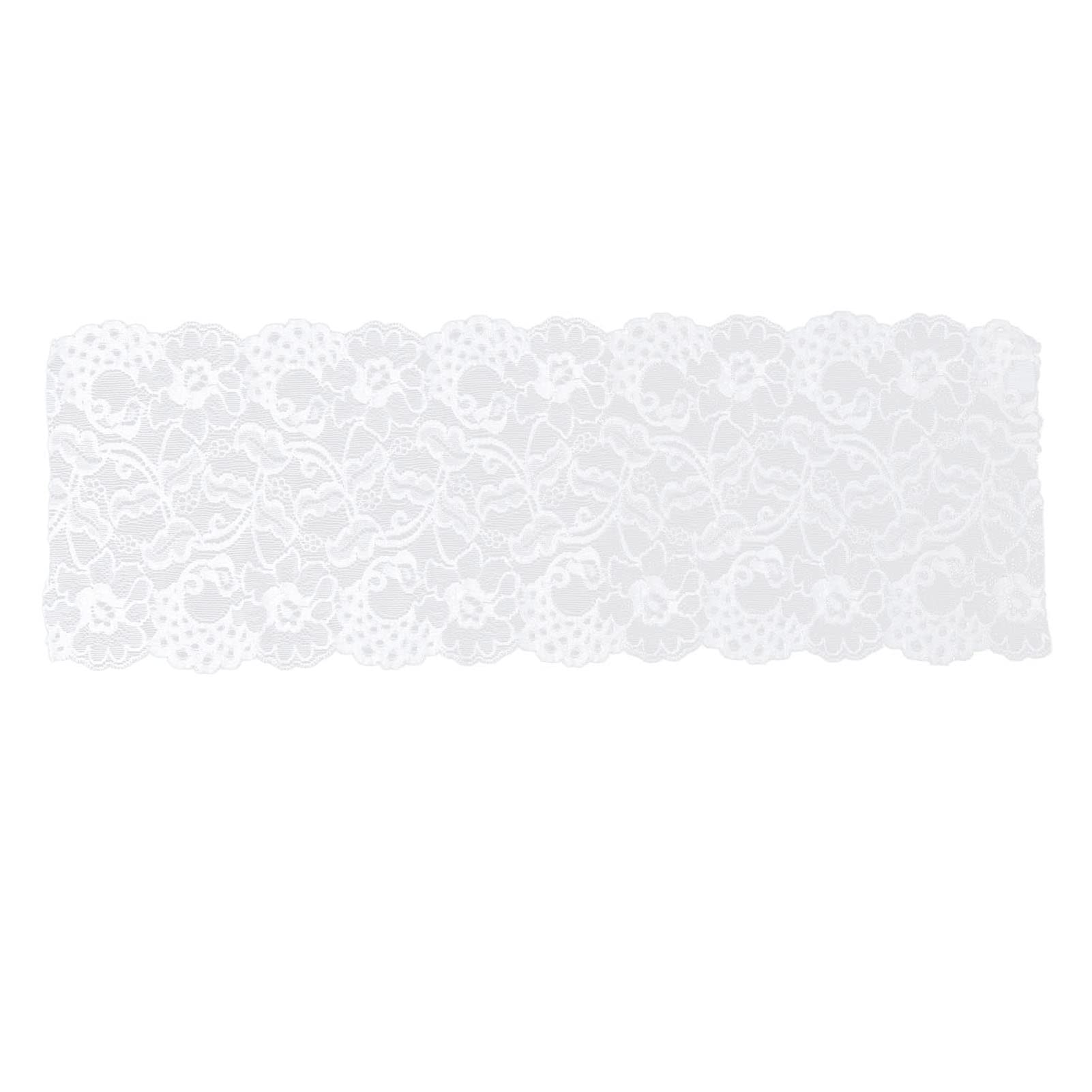 Ruban en dentelle large 17cm élastique blanc pour loisirs créatifs, couture et robe de mariée