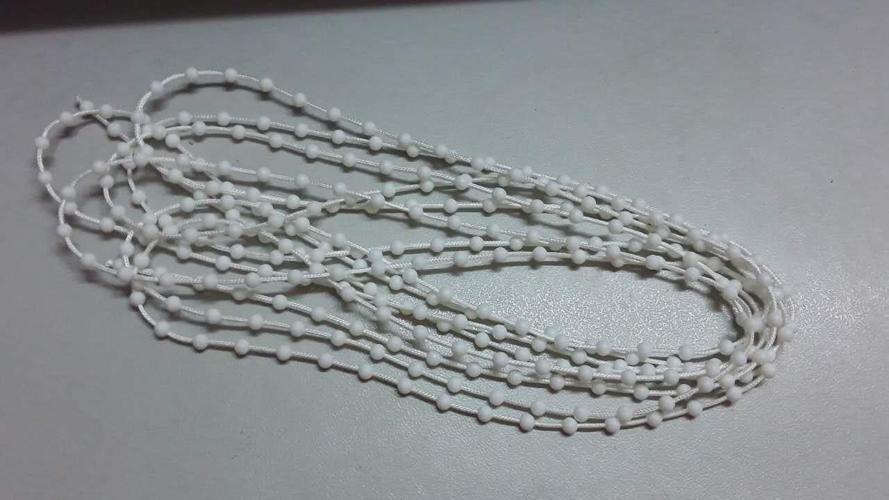 Roller and Roman Shade Blind Plastic Beaded Chain Cord,White Plastic Roller Blind Chain Repair 3mm8mm, Roller Curtain Bead Rope,Blind Beaded Cord for Roller Blind Fitting (5 Yards)