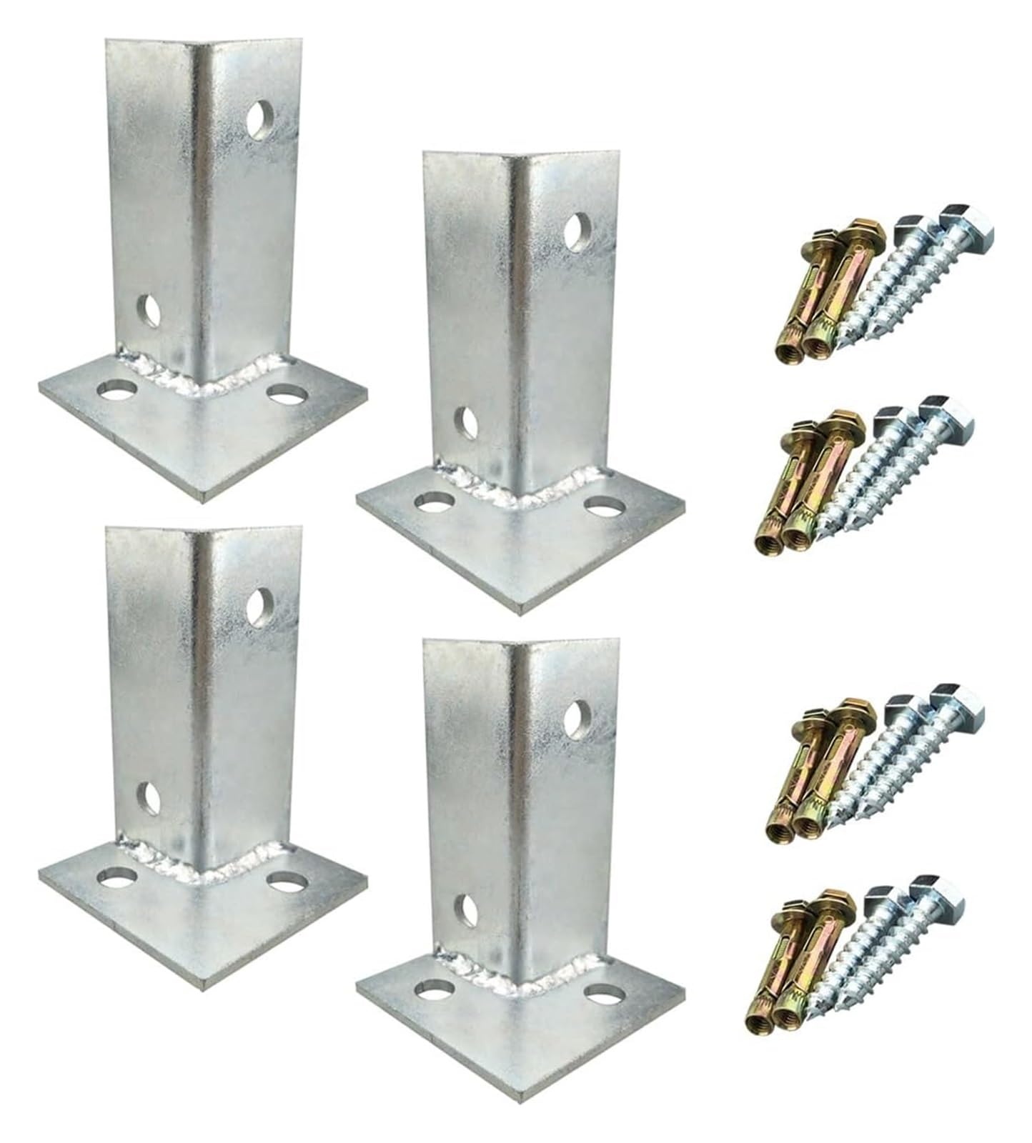 Fence Posts， Adjustable Post Base Heavy Duty Wood Fence Pergola Brackets Reversible Half Column Deck Anchor Fit(4pcs,Height 100mm)