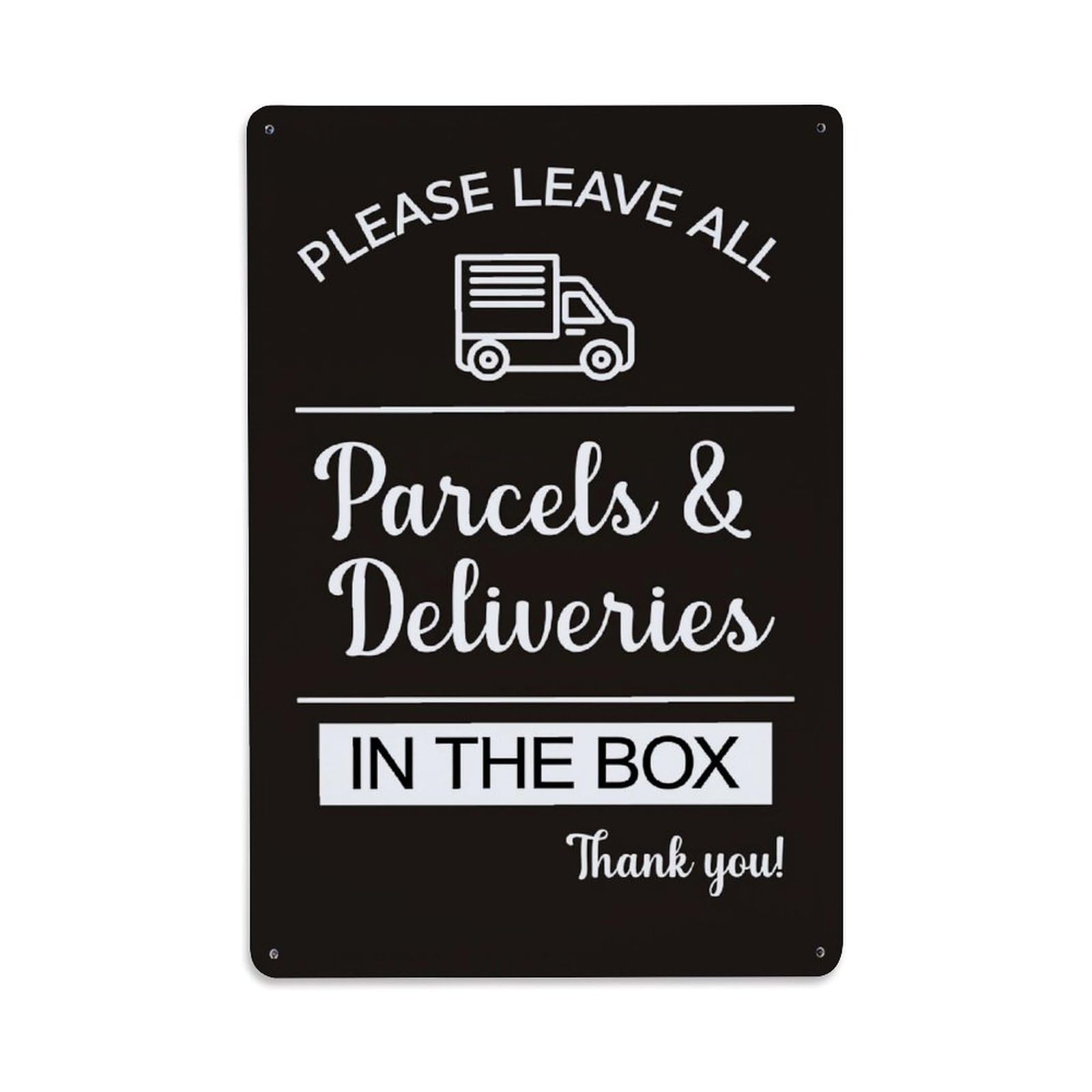 Enderetf Vintage Please Leave All Parcels And Deliveries In The Box Thank You Tin Sign Metal Poster, Home Bar Garage Man Cave Cafe Indoor & Outdoor Wall Decoration 8X12inches