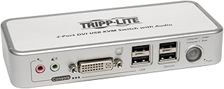 Tripp Lite KVM Switch 2-Port Compact DVI / USB w/ Audio and Cable Kit (B004-DUA2-K-R)