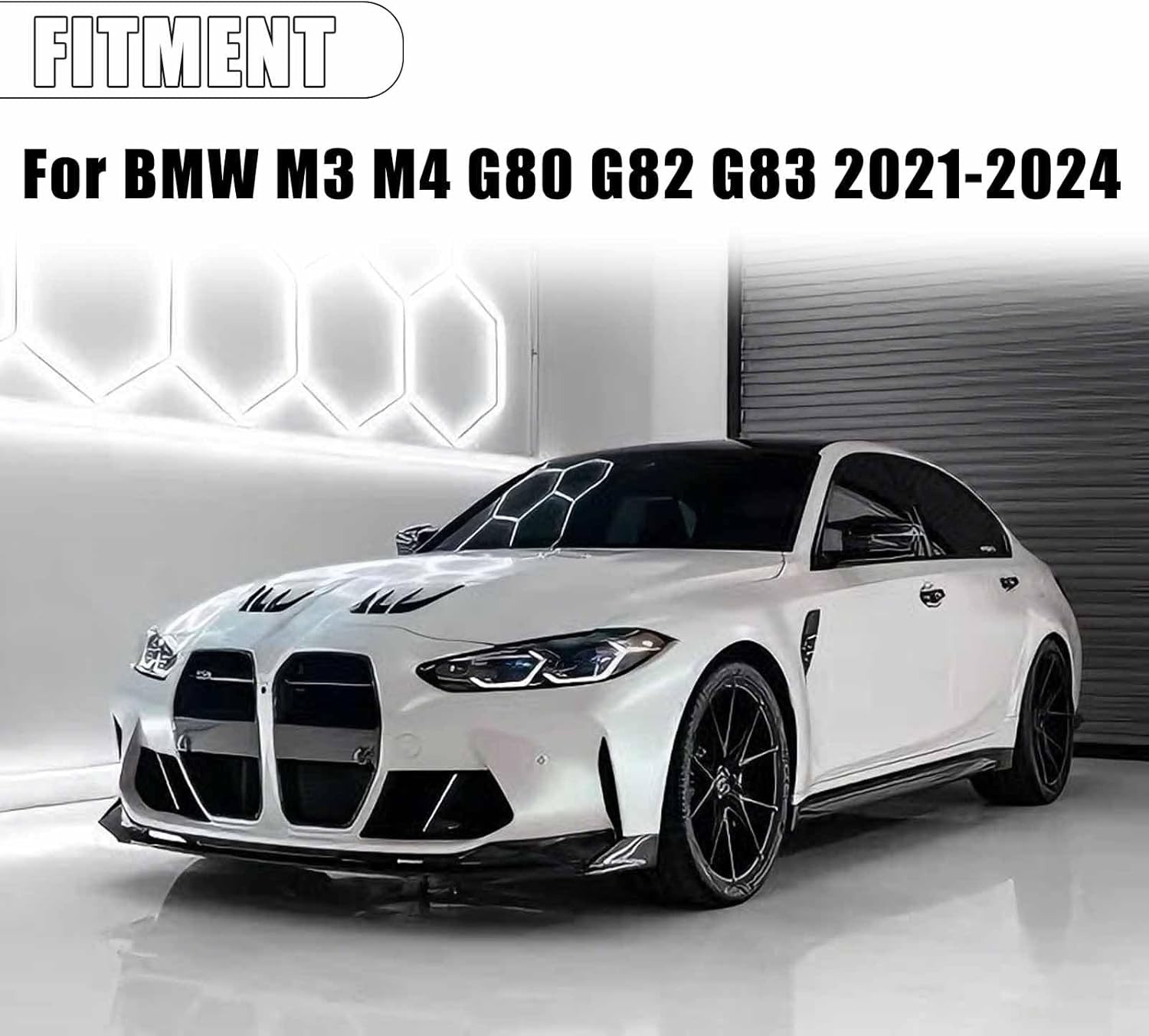 A Pair Engine Hood Trim for BMW M3 M4 G80 G82 G83 2021-2025 Hood Air Vent Trim Cover ABS Plastic (Glossy Black)