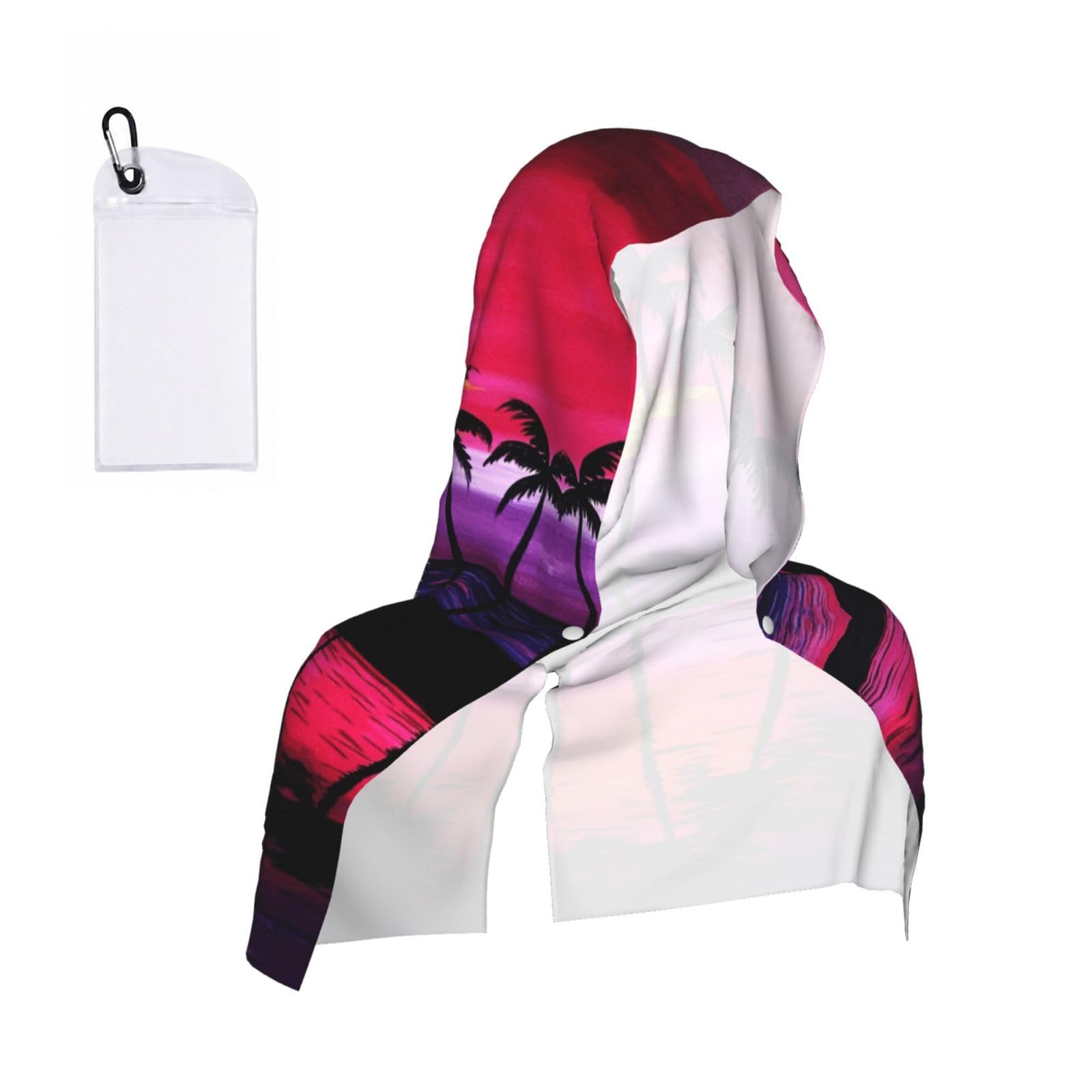 ESNAIUVCD Palm Tree Sunset Design Print Multifunctional Cooling Hoodie Bandana Portable Sweat Absorbing Design For Beach Workouts Exercise Heat Relief Accessories